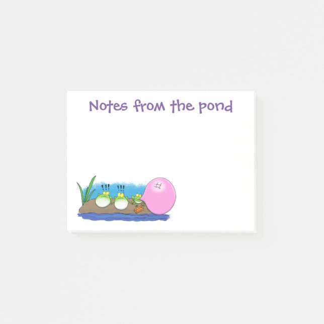 Cute funny frogs cartoon illustration post-it notes (Front)