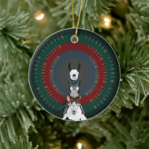 Cute, Funny, Fun Donkey Llama Sheep Ceramic Tree Decoration