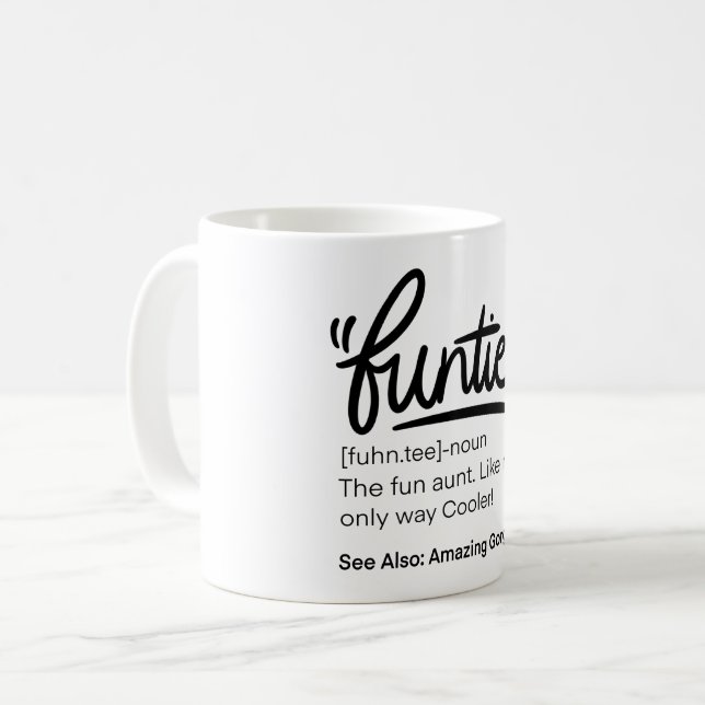 Cute Funny Funtie Aunt Definition  Coffee Mug (Front Left)