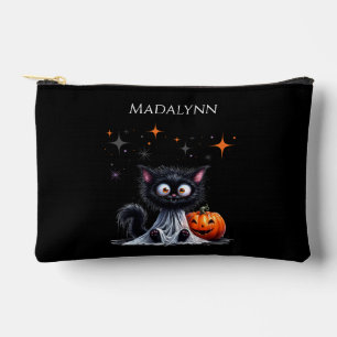 Cute Funny Ghost Black Kitten Halloween Accessory Pouch