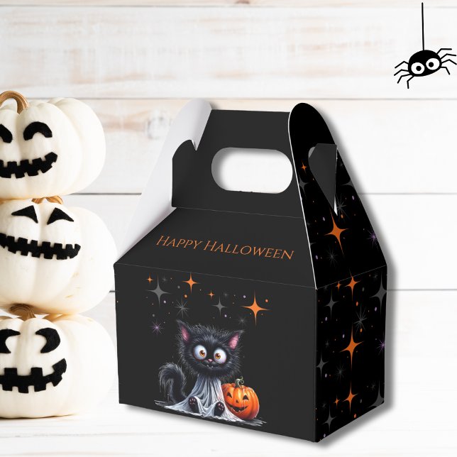 Cute Funny Ghost Black Kitten Halloween  Favour Box (Creator Uploaded)