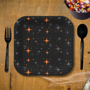 Cute Funny Ghost Black Kitten Halloween Paper Plate