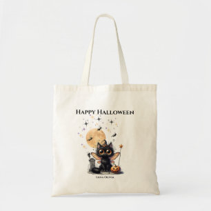 Cute Funny Ghost Kitten Halloween Trick or Treat Tote Bag