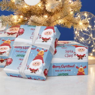 Cute Funny Gift From Santa Claus Rudolph For Kids Wrapping Paper