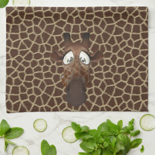 Cute Funny Giraffes Animal Fur Pattern Tea Towel