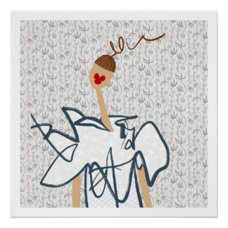 Cute Funny Girl Fashion Illustration Poster
