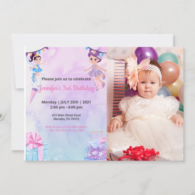 Cute Funny | Girls Photo Birthday Invitation (Front)