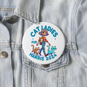 Cute Funny Girly Childless Cat Lady Kamala Harris 10 Cm Round Badge
