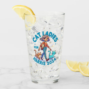Cute Funny Girly Childless Cat Lady Kamala Harris Glass
