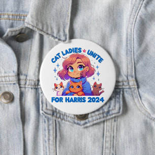 Cute Funny Girly Childless Cat Lady Unite Harris 10 Cm Round Badge