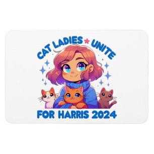 Cute Funny Girly Childless Cat Lady Unite Harris Magnet
