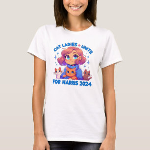 Cute Funny Girly Childless Cat Lady Unite Harris T-Shirt