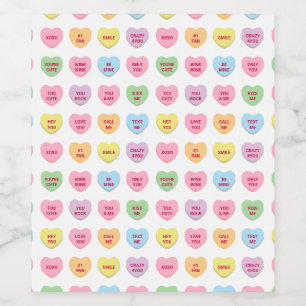 Cute funny girly custom conversation candy hearts wine label