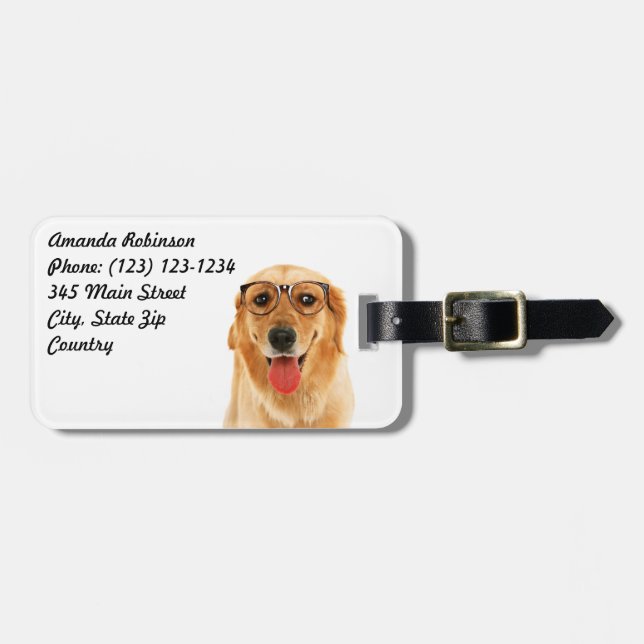 Cute funny Golden Retriever dog Luggage Tag (Front Horizontal)