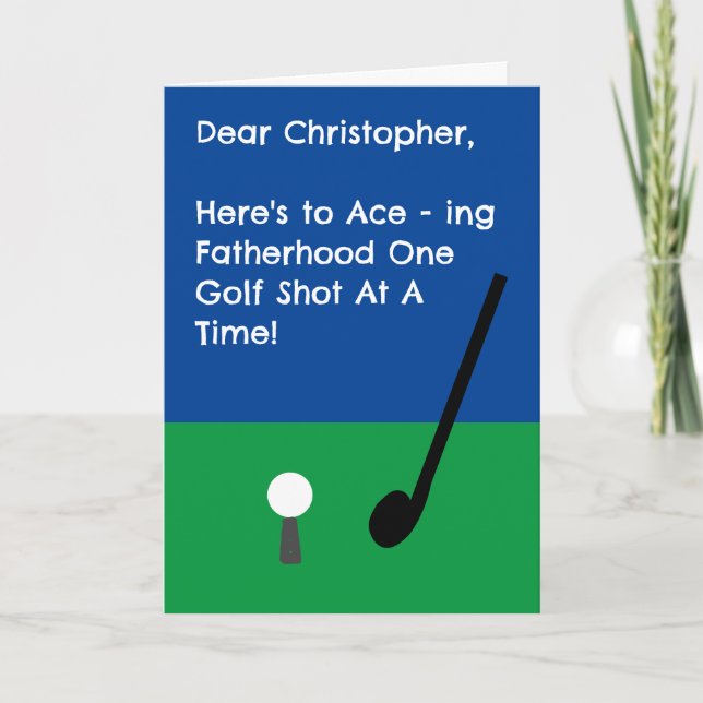 Cute Funny Golfing Blue First Father's day Card (Front)