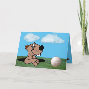Cute, Funny Gopher & Golf Ball Birthday Card