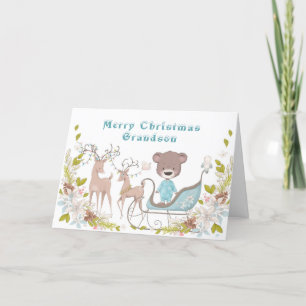 Cute Funny Grandson Christmas with Special Font  Holiday Card