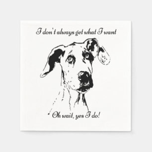 Cute Funny Great Dane Dog Quote  Spoiled Pet Humou Napkin