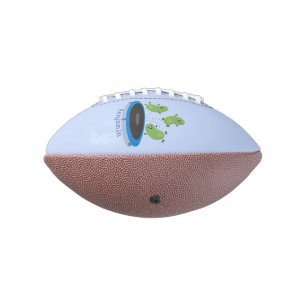 Cute funny green beans on trampoline cartoon american football