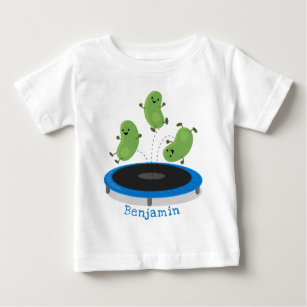 Cute funny green beans on trampoline cartoon baby T-Shirt