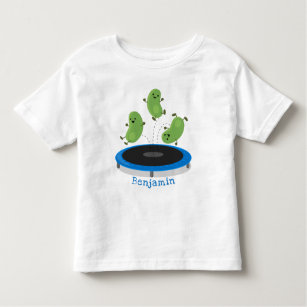 Cute funny green beans on trampoline cartoon toddler T-Shirt