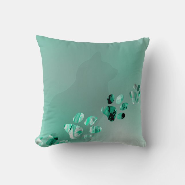 Cute Funny Green Cat Paw Cushion (Front)