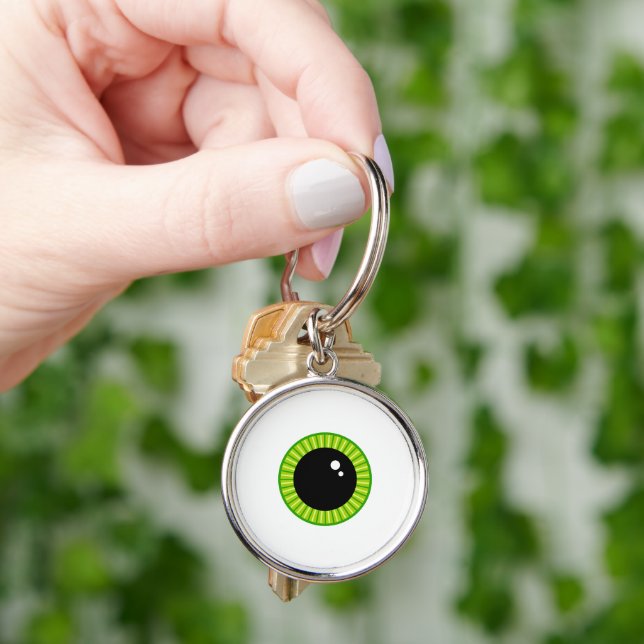 Cute Funny Green Eyeball Key Ring (Hand)