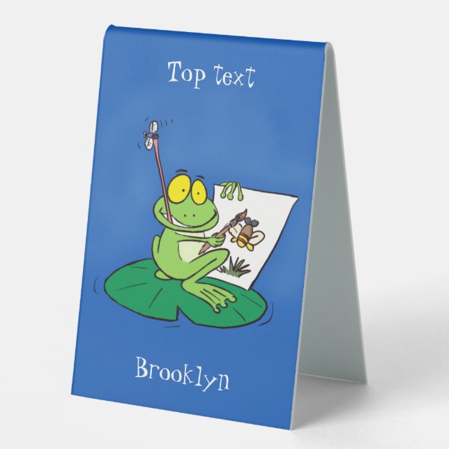 Cute funny green frog cartoon illustration (Front)
