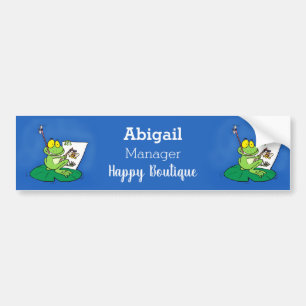 Cute funny green frog cartoon illustration bumper sticker