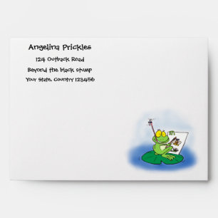 Cute funny green frog cartoon illustration envelope