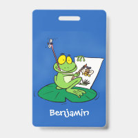 Cute funny green frog cartoon illustration
