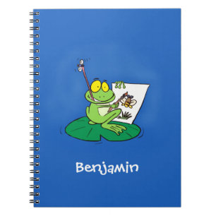 Cute funny green frog cartoon illustration notebook