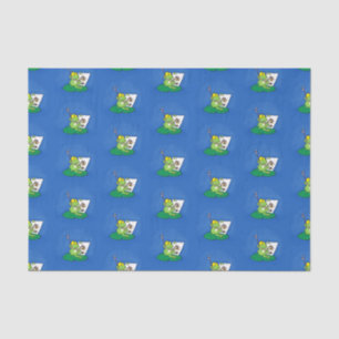 Cute funny green frog cartoon illustration tissue paper