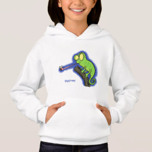 Cute funny green happy chameleon lizard cartoon