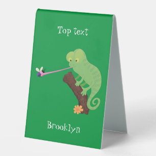 Cute funny green happy chameleon lizard cartoon