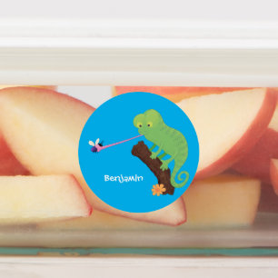 Cute funny green happy chameleon lizard cartoon