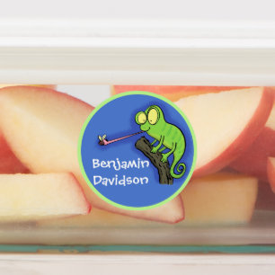 Cute funny green happy chameleon lizard cartoon