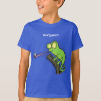 Cute funny green happy chameleon lizard cartoon
