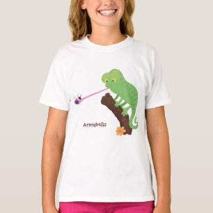 Cute funny green happy chameleon lizard cartoon T-Shirt