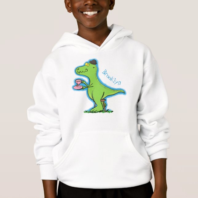 Cute funny green t rex dinosaur cartoon (Front)