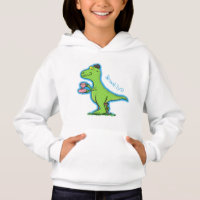 Cute funny green t rex dinosaur cartoon