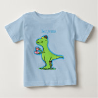 Cute funny green t rex dinosaur cartoon