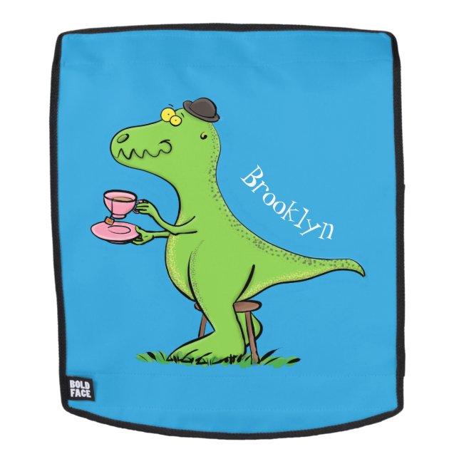 Cute funny green t rex dinosaur cartoon backpack (Removable Face)