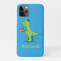 Cute funny green t rex dinosaur cartoon