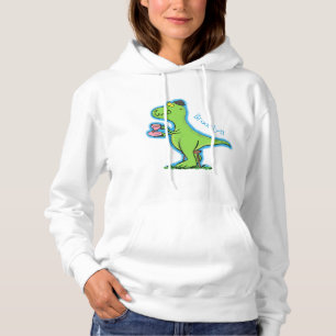 Cute funny green t rex dinosaur cartoon hoodie