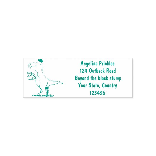 Cute funny green t rex dinosaur cartoon  self-inking stamp (Design)