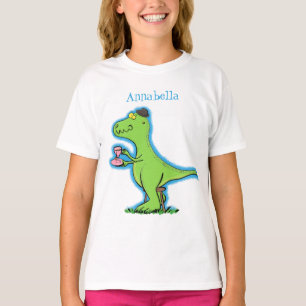 Cute funny green t rex dinosaur cartoon T-Shirt