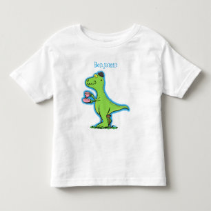 Cute funny green t rex dinosaur cartoon toddler T-Shirt