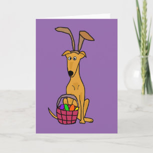 Cute Funny Greyhound Wearing Rabbit Ears Holiday Card