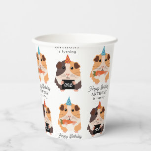 Cute Funny Guinea Pigs Pet Kids Birthday Name Age Paper Cups